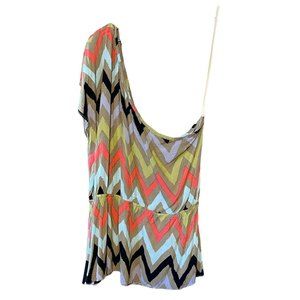 BCBGeneration Woman's Off-Should Patterned Trendy Top Size Large